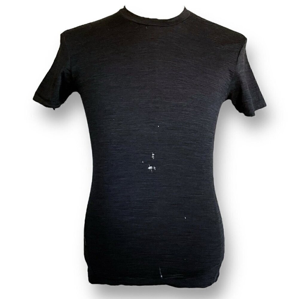 Icebreaker Mens Merino Wool Base Layer Top Sz Small Gray Short Sleeve Tee FLAWS